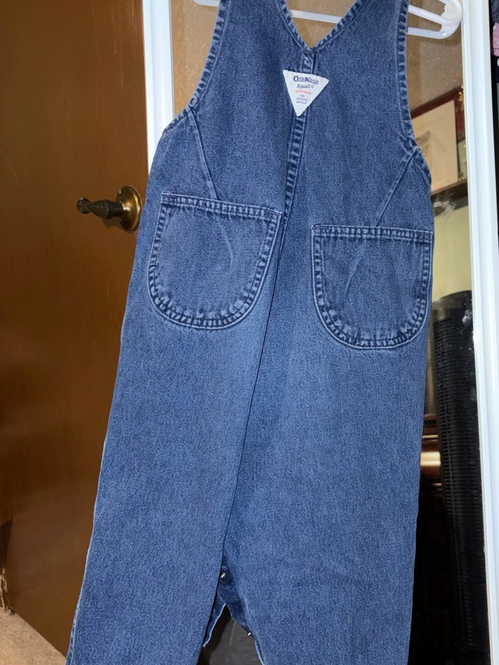 OshKosh B'gosh Dark Blue Denim Floral Patch Overalls Vintage